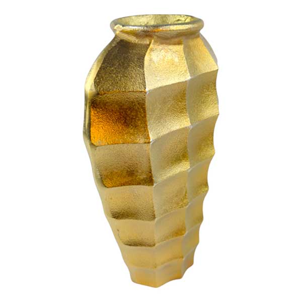 Handmade Luxury Gold Square Cut Vase Aluminium Decorative Centrepiece NEW