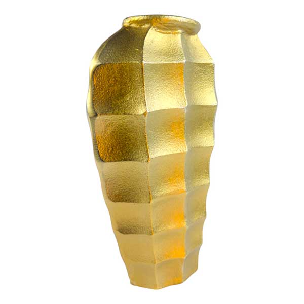 Handmade Luxury Gold Square Cut Vase Aluminium Decorative Centrepiece NEW