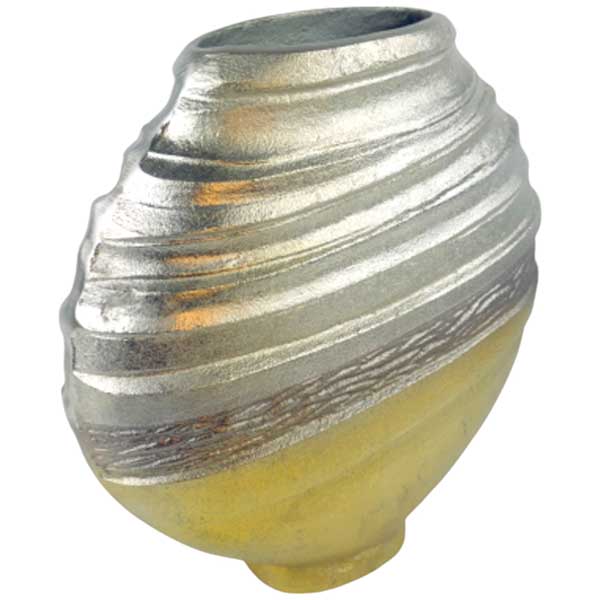 Handmade Gold Finished Cast Aluminium Hazel Vase  Statement Decor NEW