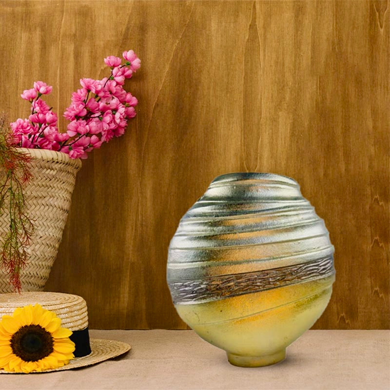 Handmade Gold Finished Cast Aluminium Hazel Vase  Statement Decor NEW