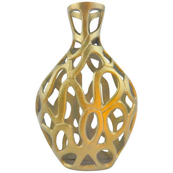 Handmade Milo Mesh Vase  Cast Aluminium Decor  Unique Silver And Gold Finishes NEW