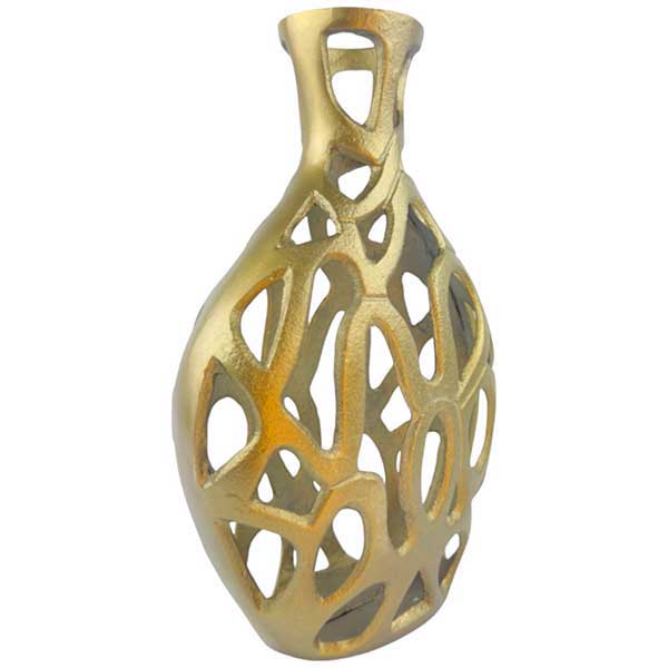 Handmade Milo Mesh Vase  Cast Aluminium Decor  Unique Silver And Gold Finishes NEW