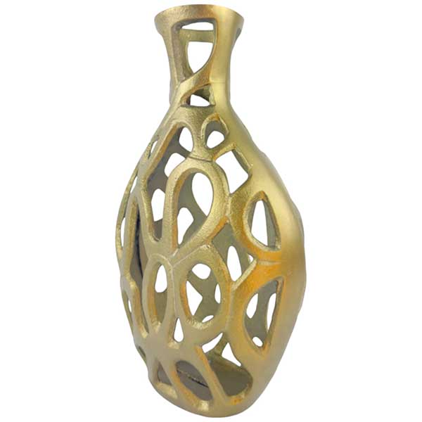 Handmade Milo Mesh Vase  Cast Aluminium Decor  Unique Silver And Gold Finishes NEW