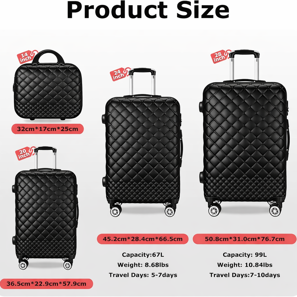 Sandinrayli XLXTJ-4JT02 Softside Expandable Luggage Set with Spinner Wheels NEW