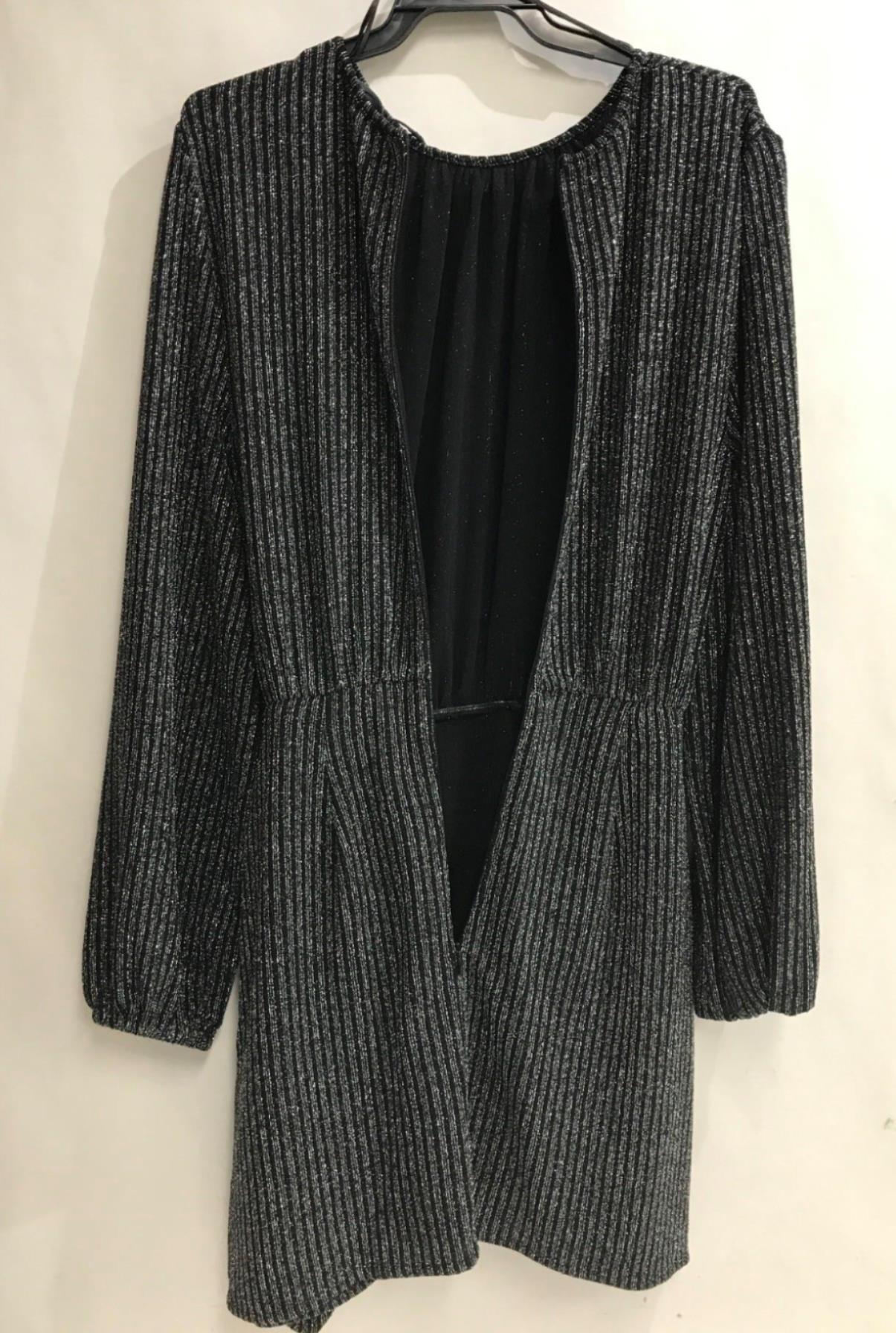 Fifth Label Black/Grey Sparkly Dynasty Ls Tie Dress Ladies Size 8/S NEW