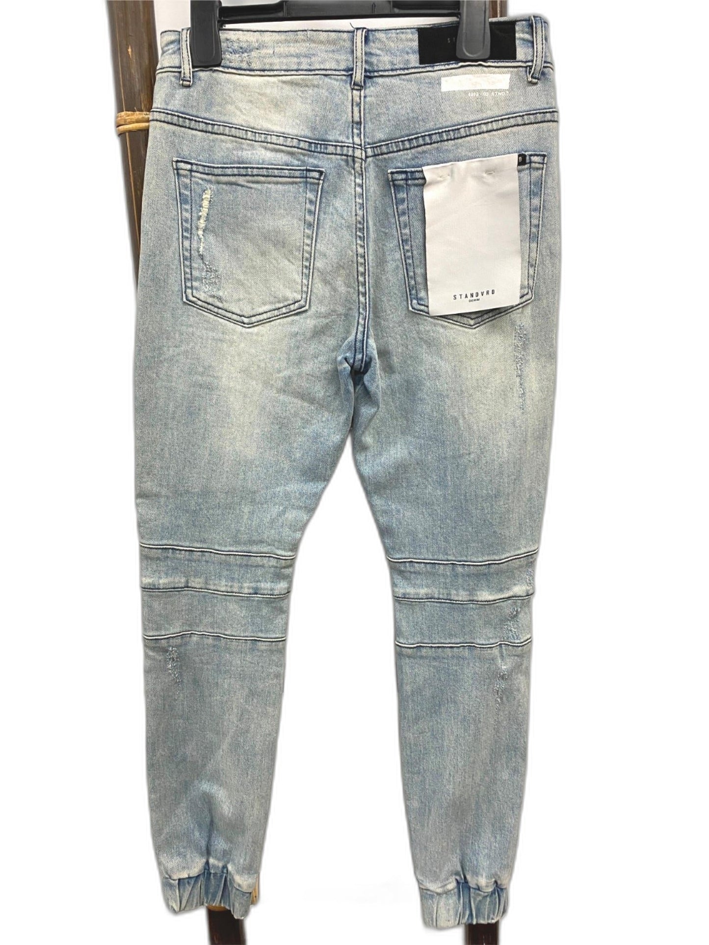 Standard Blue Cuffed Biker Skinny Jeans Mens Size 28 NEW