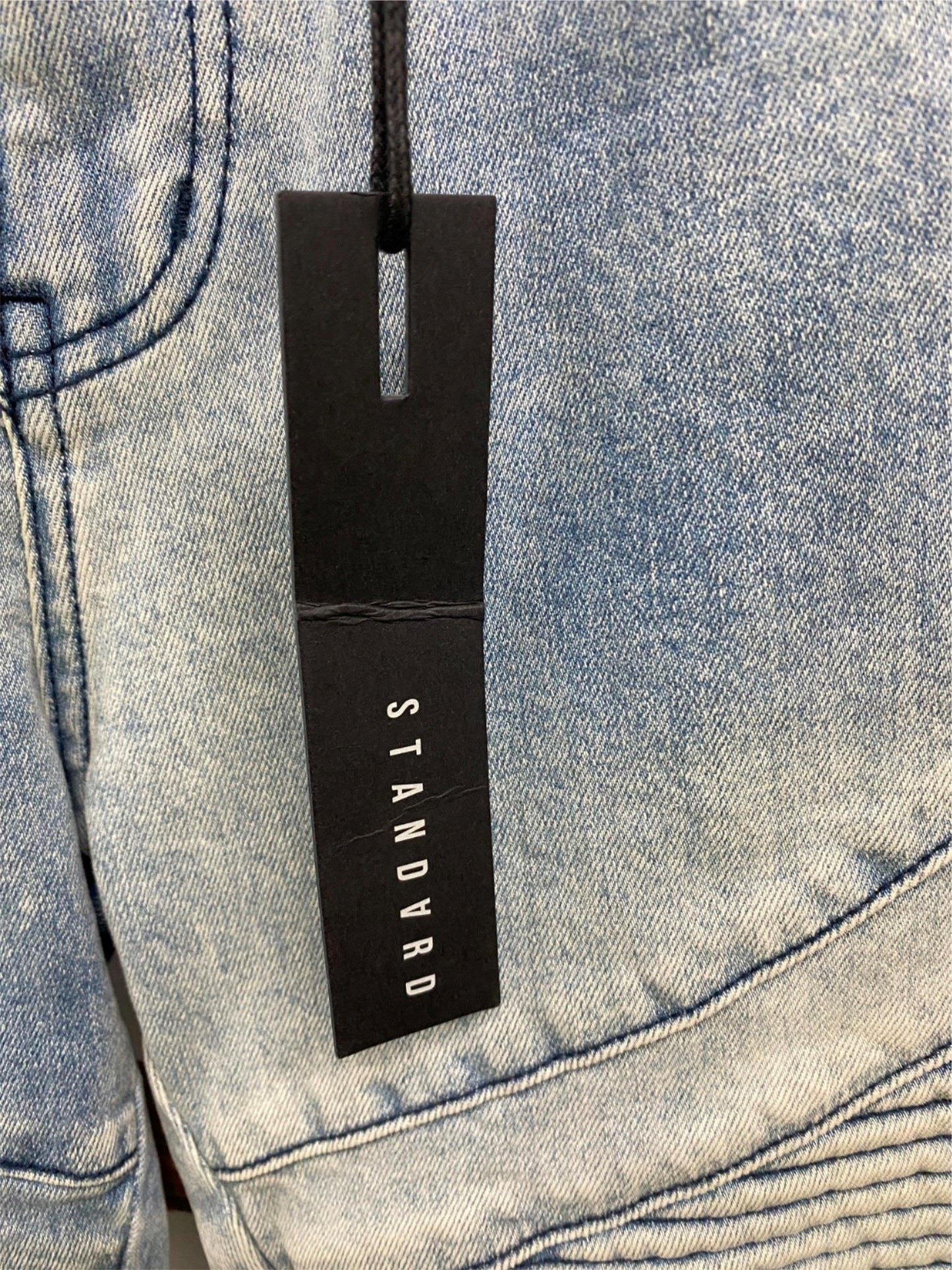 Standard Blue Cuffed Biker Skinny Jeans Mens Size 28 NEW