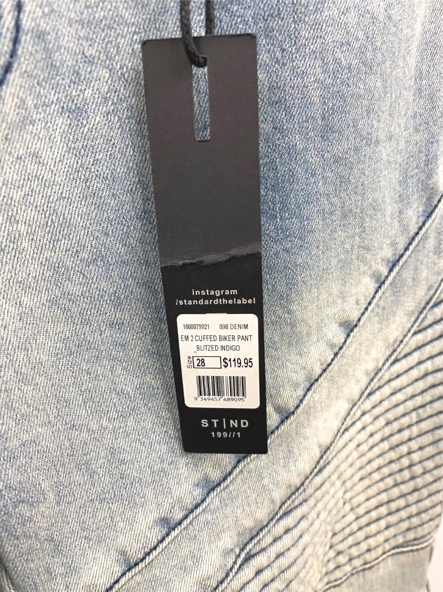 Standard Blue Cuffed Biker Skinny Jeans Mens Size 28 NEW