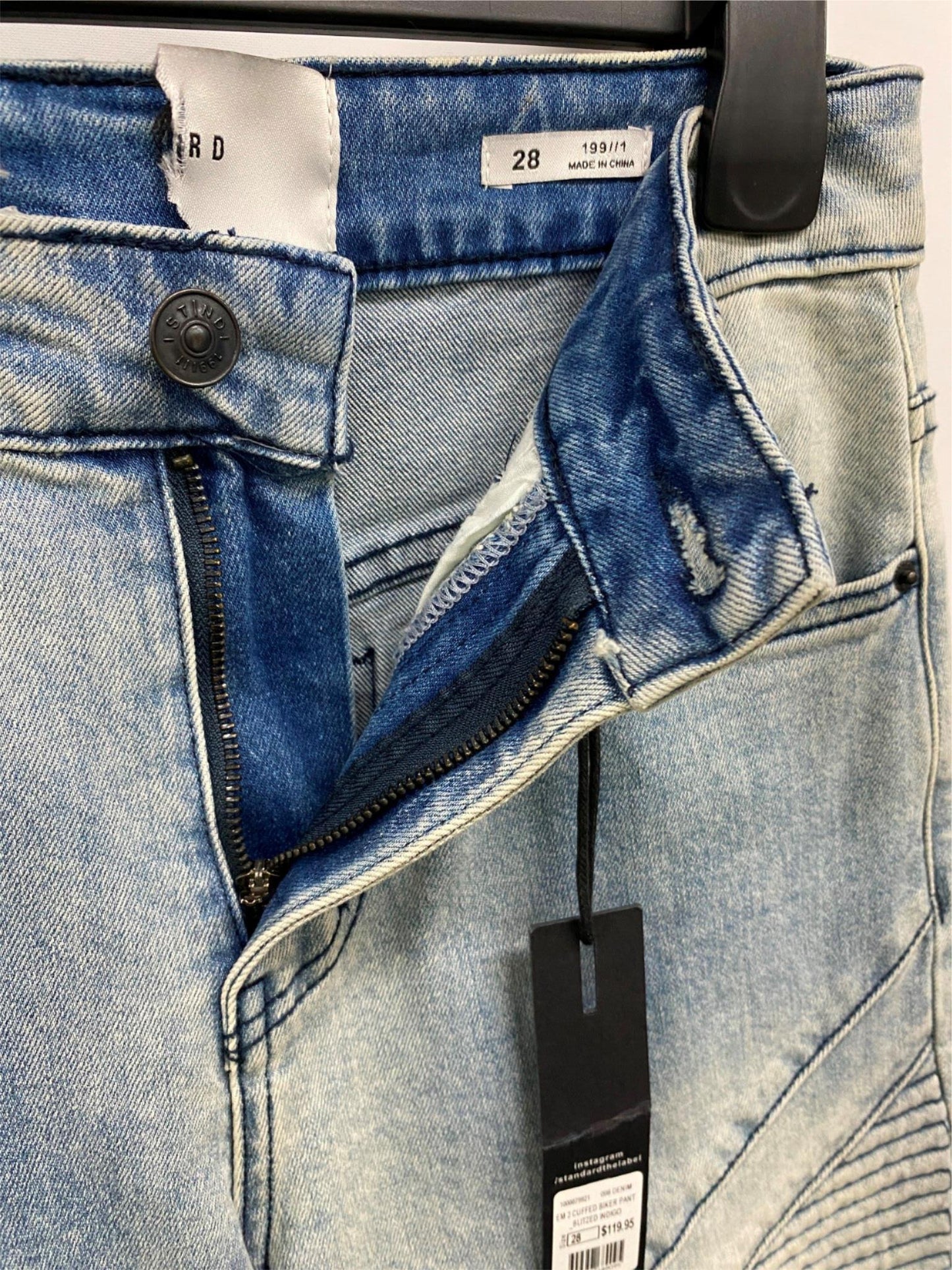 Standard Blue Cuffed Biker Skinny Jeans Mens Size 28 NEW