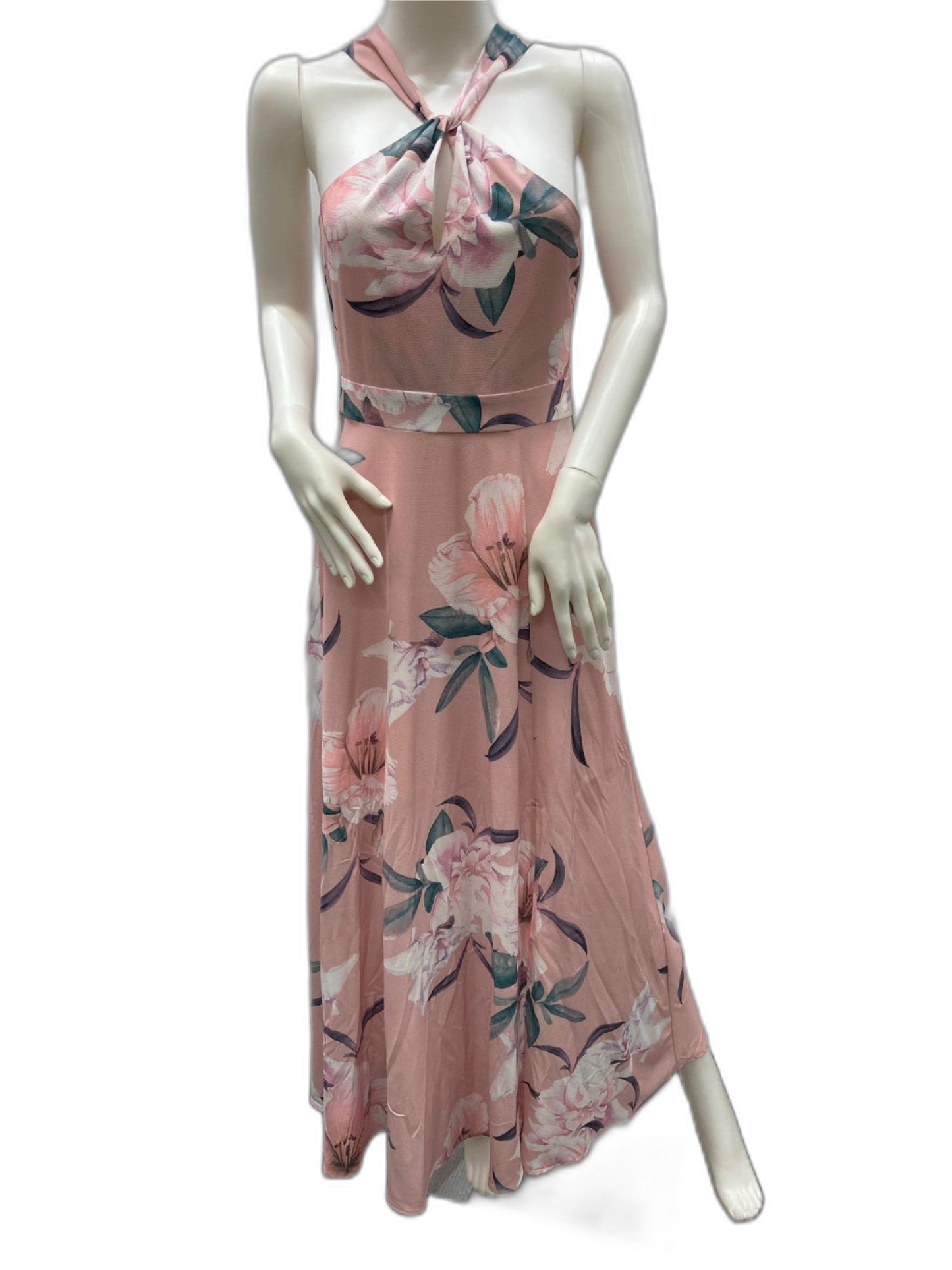 Style State Floral Maxi Halterneck Dress Blush Pink Ladies Sz 8 NEW