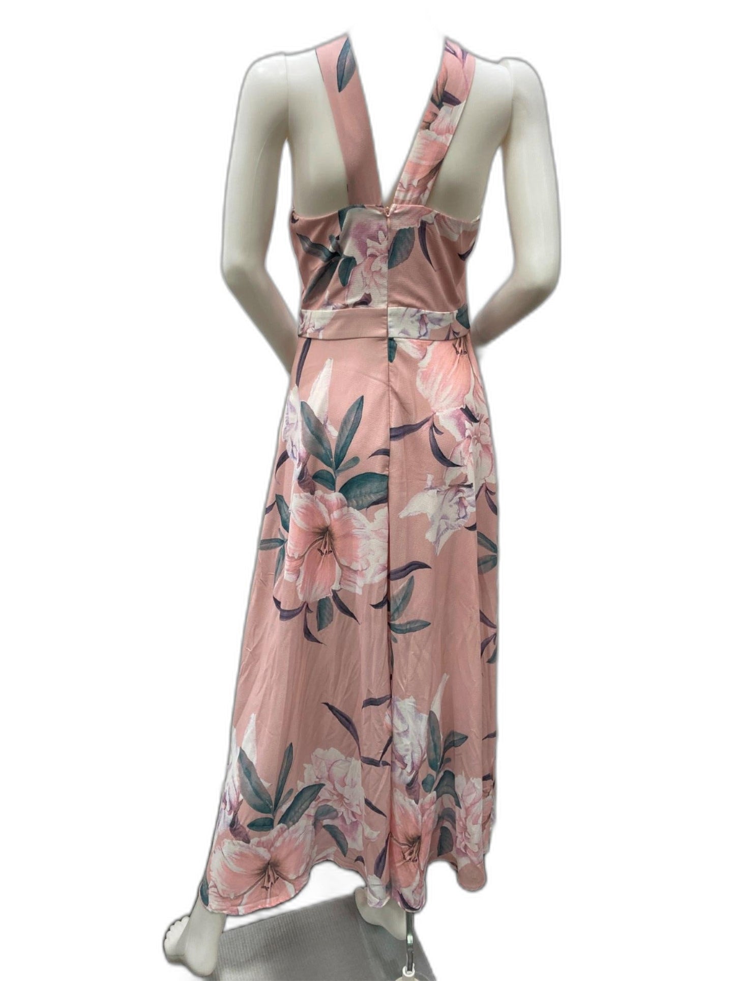 Style State Floral Maxi Halterneck Dress Blush Pink Ladies Sz 8 NEW
