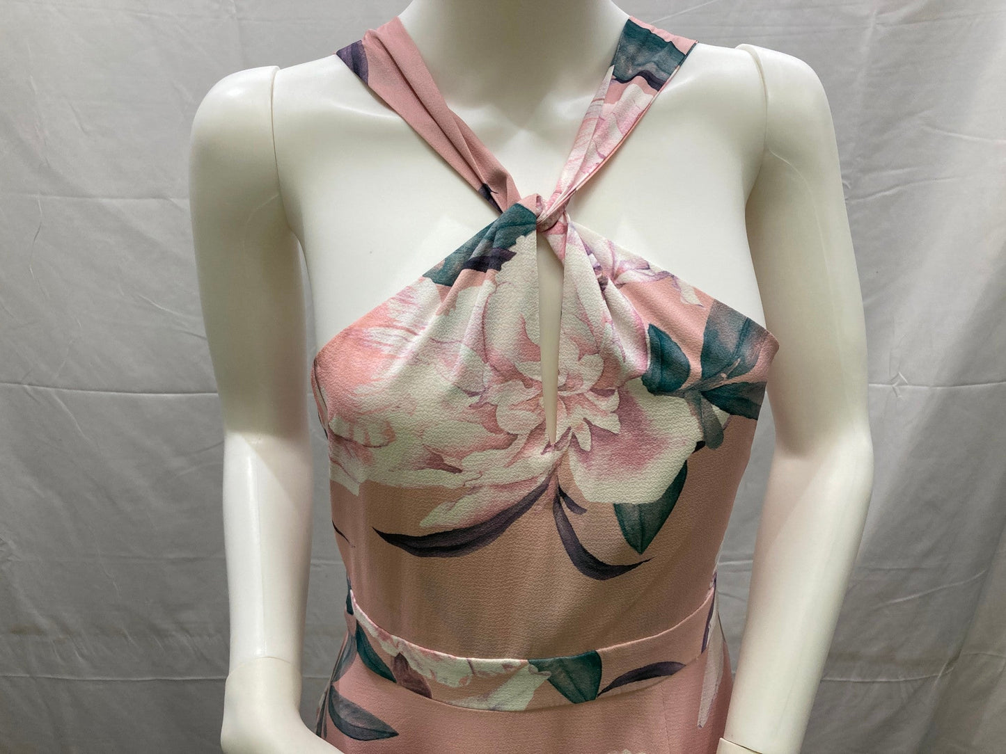 Style State Floral Maxi Halterneck Dress Blush Pink Ladies Sz 8 NEW