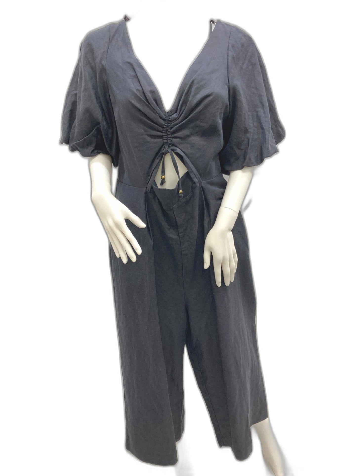 Sheike Industry Puff Sleeves Jumpsuit Black Ladies Sz 16 NEW