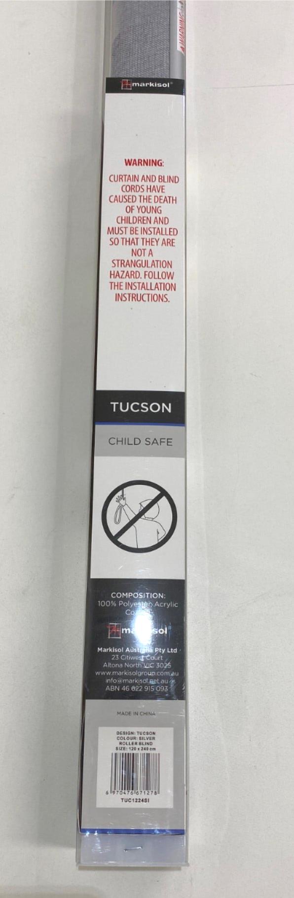 Markisol 2 Pack Tucson Blockout Roller Blind Silver 120 X 240Cm NEW