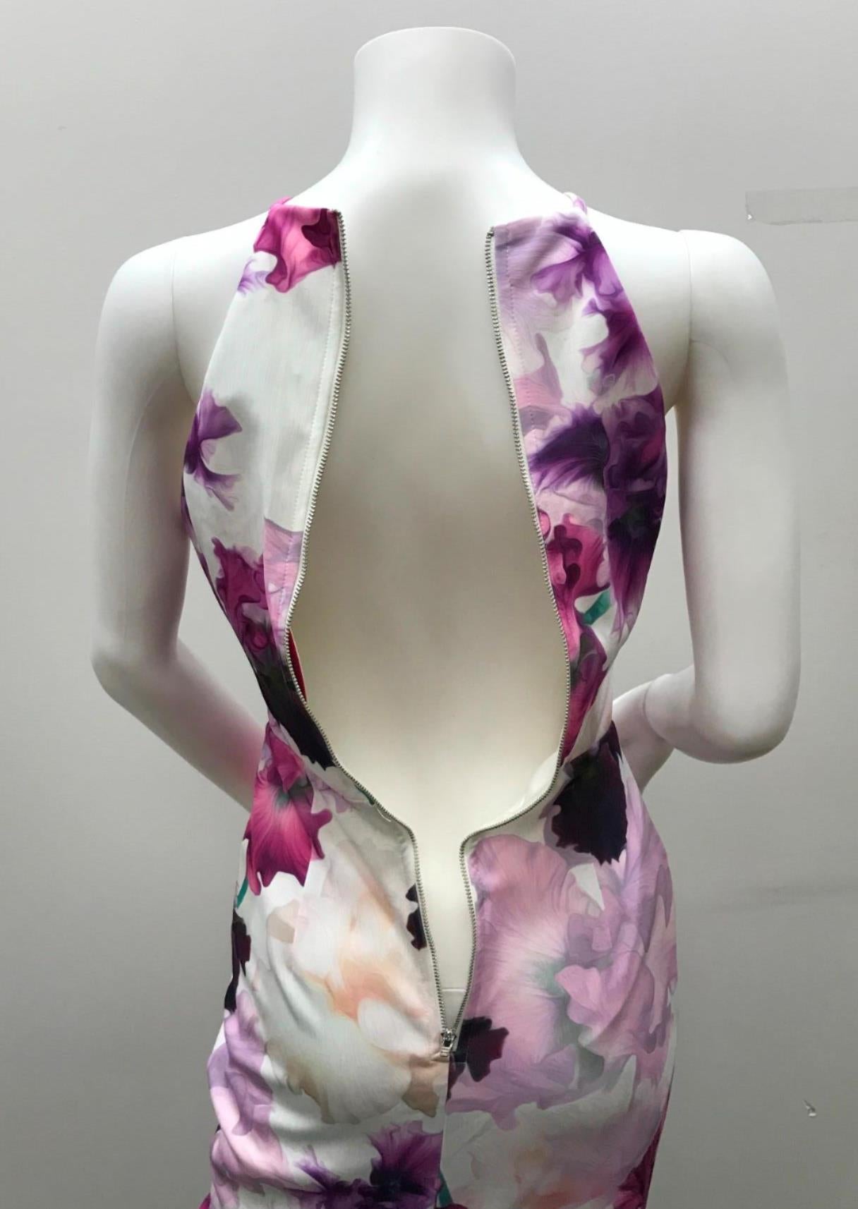 Tiger Mist Purple & White Midi Dress Zip Back Ladies Size M NEW