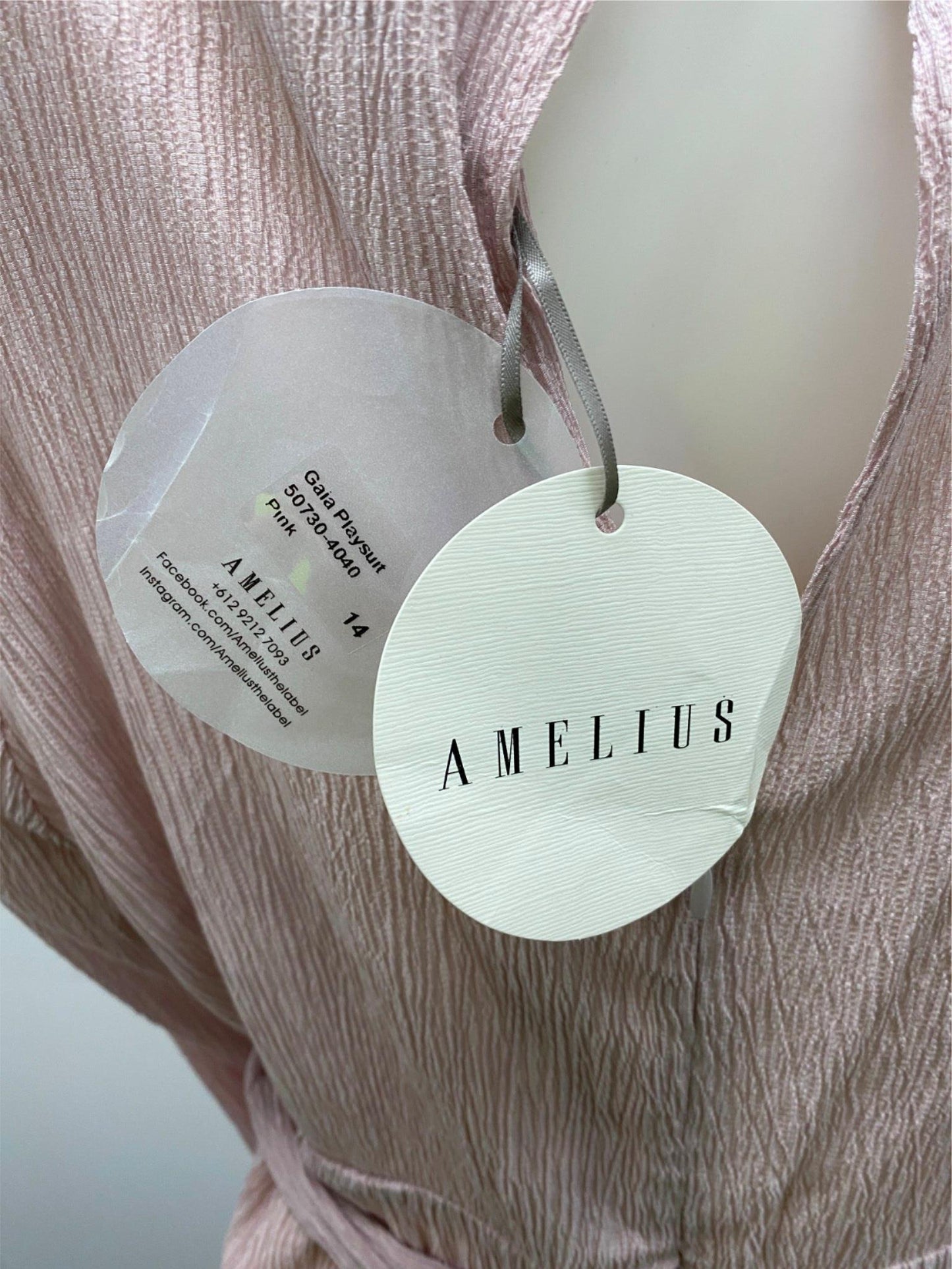 Amelius Gaia Tencel Woven Deep V-Neckline Pink Playsuit Ladies Sz 14 NEW