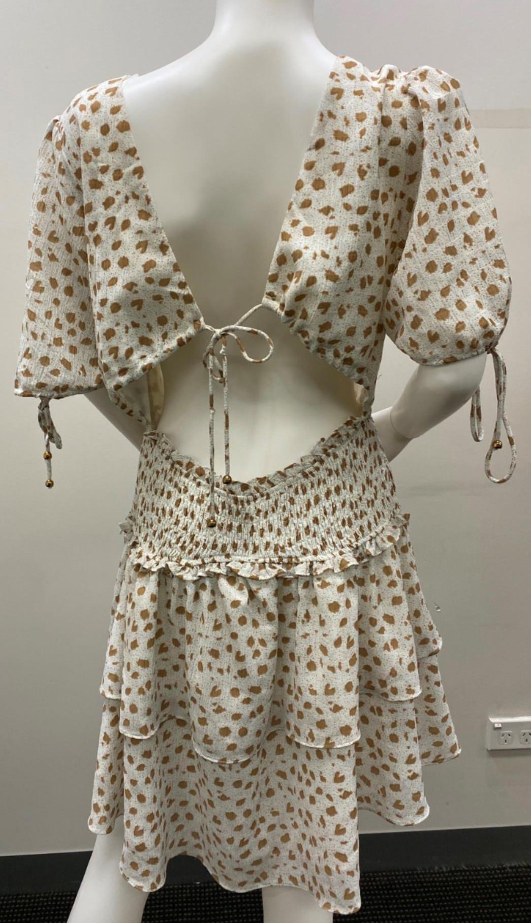 Saints Secrets Brown Dots White Mini Slip Dress Ladies Size 12 NEW