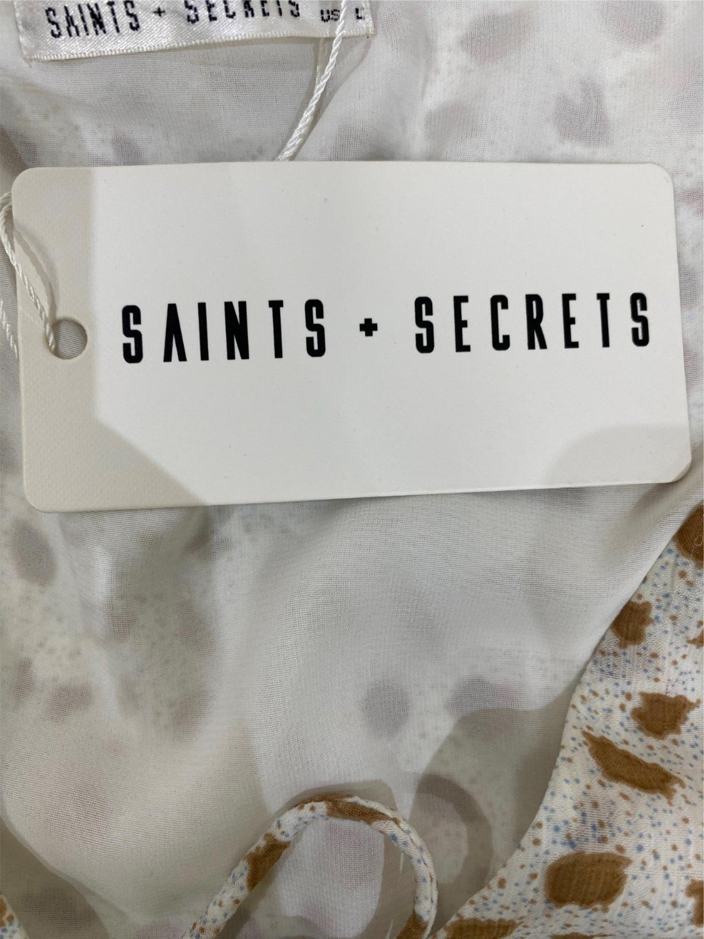 Saints Secrets Brown Dots White Mini Slip Dress Ladies Size 12 NEW