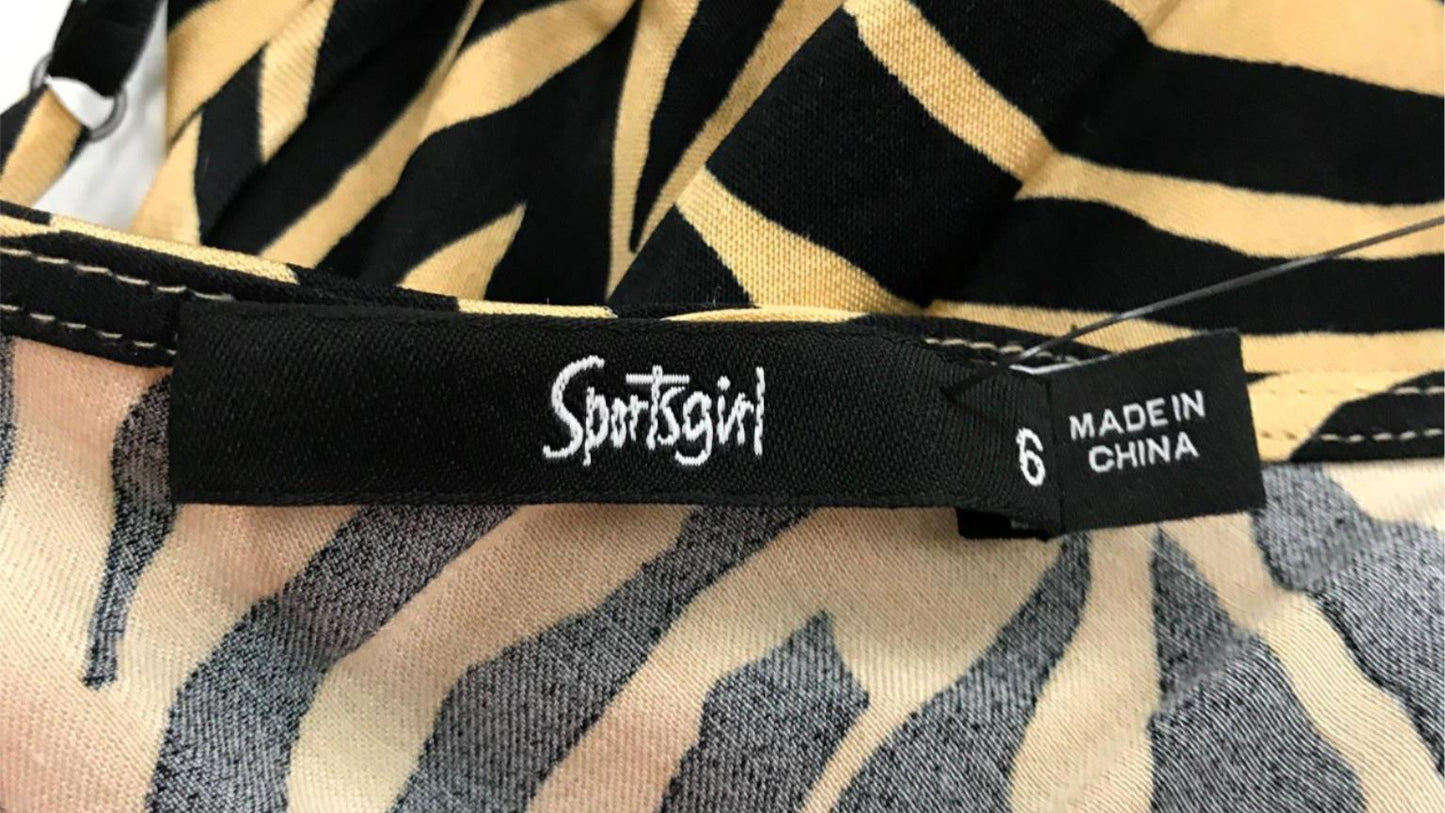 Sportsgirl Tiger Print Midi Spaghetti Strap Dress Ladies Size 6 NEW