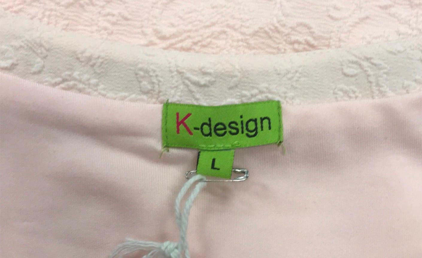 K-Design Light Pink Patterned Bead&Rhinestone Mini Dress Ladies Sz L NEW