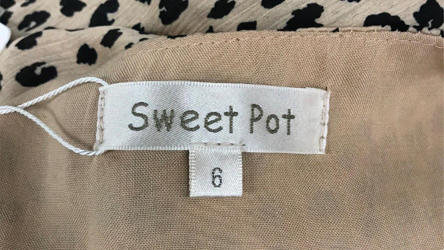 Sweet Pot Cheetah Print Short Sleeve Mini Dress Ladies Size 6 NEW