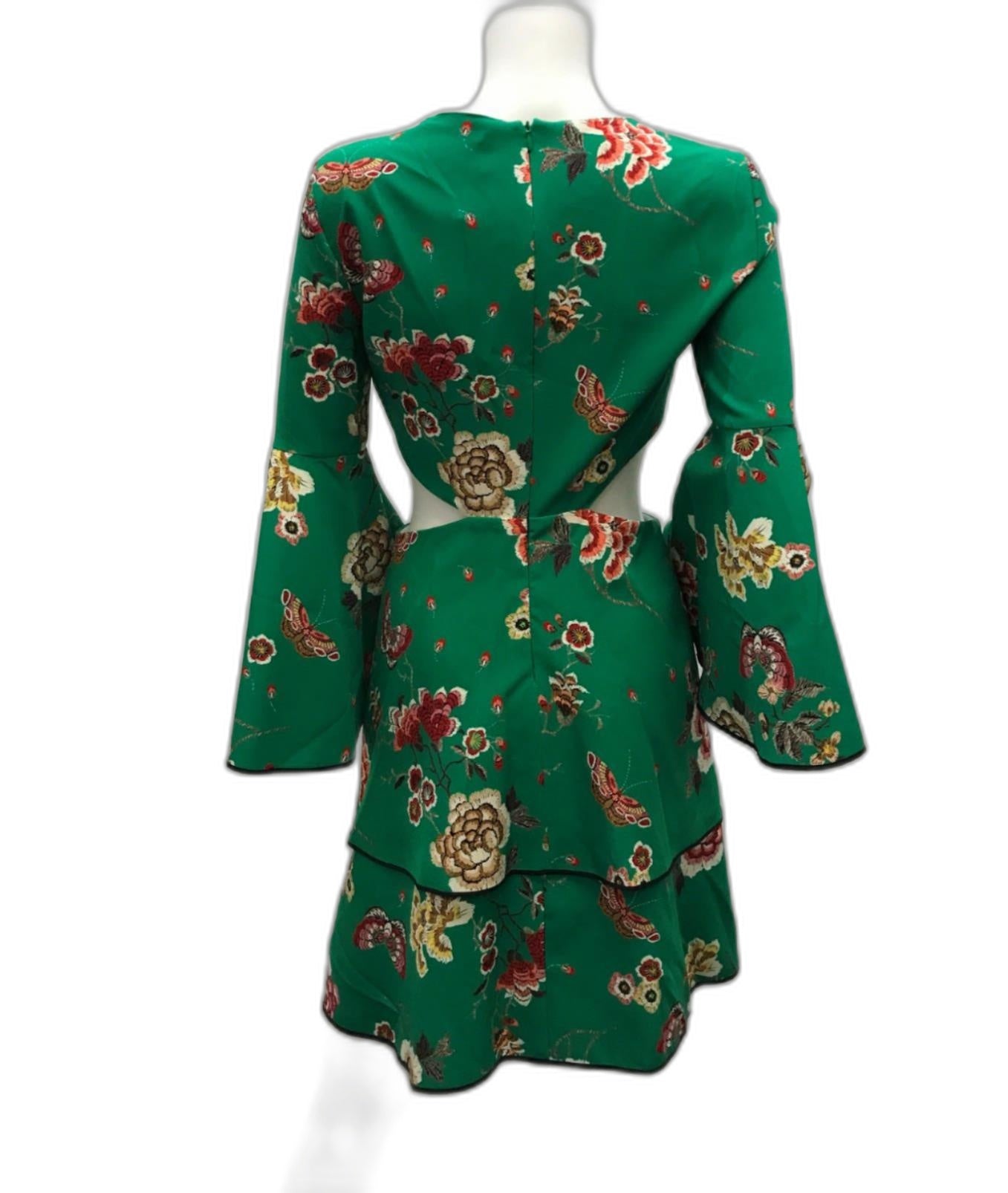 Zara Woman Green Floral Long Sleeve Mini Dress Ladies Size S NEW