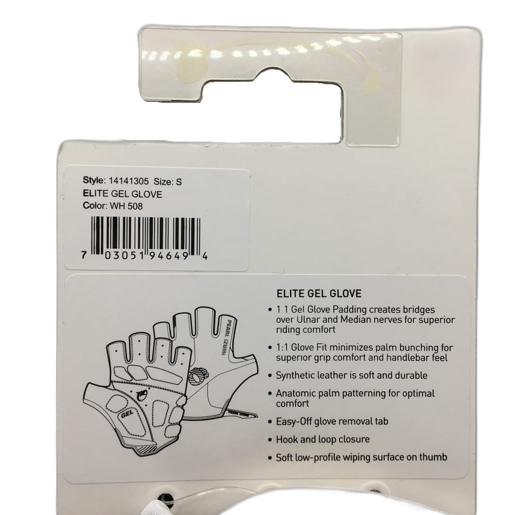 Brand NEW Pearl Izumi Elite Gel Fingerless Cycling Gloves Men'S Size S White
