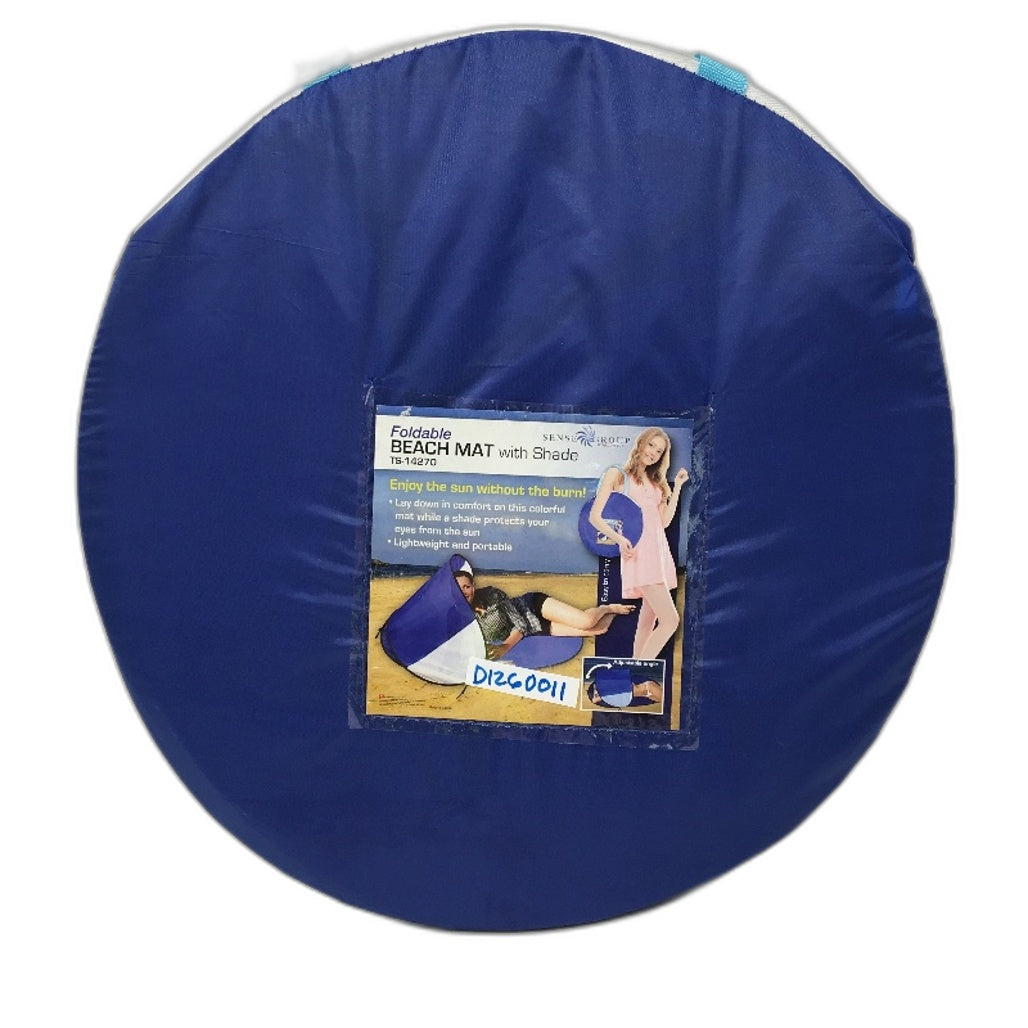 Sense Group TS 14270 Lightweight Foldable Beach Mat with Shade in Blue NEW