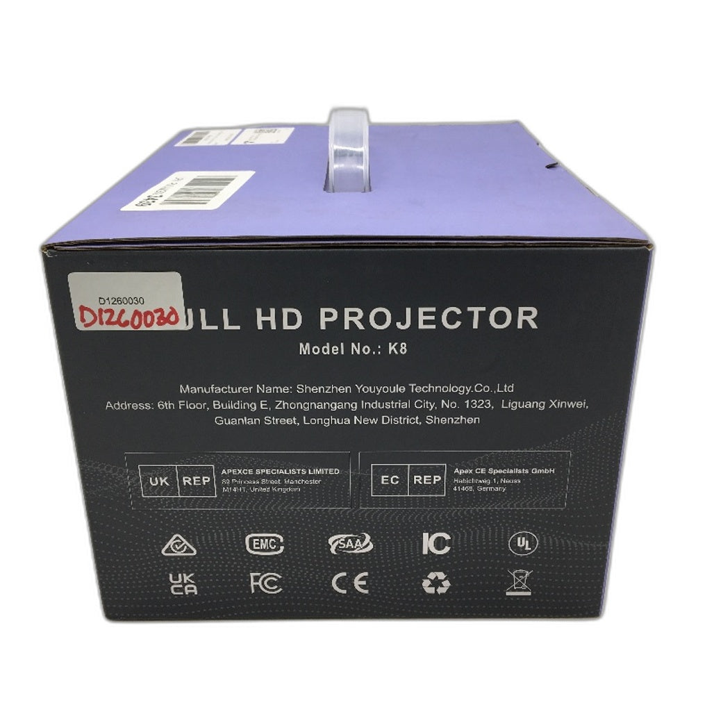 XuanPad K8 1080p HD Mini Home Theater Video Projector in White DEMO