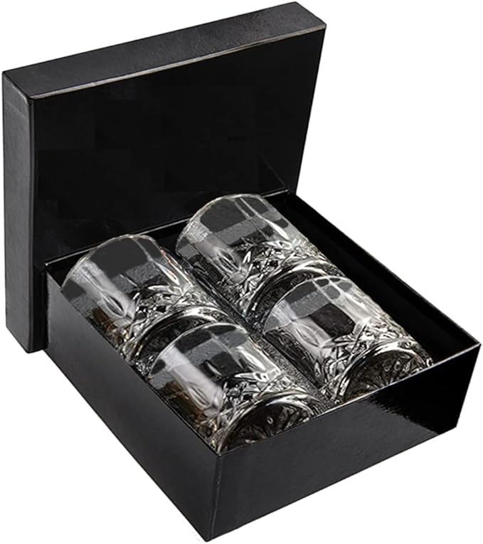 Grestar 4 Piece 10oz Old Fashioned Lead Free Crystal Clear Whiskey Glasses DEMO