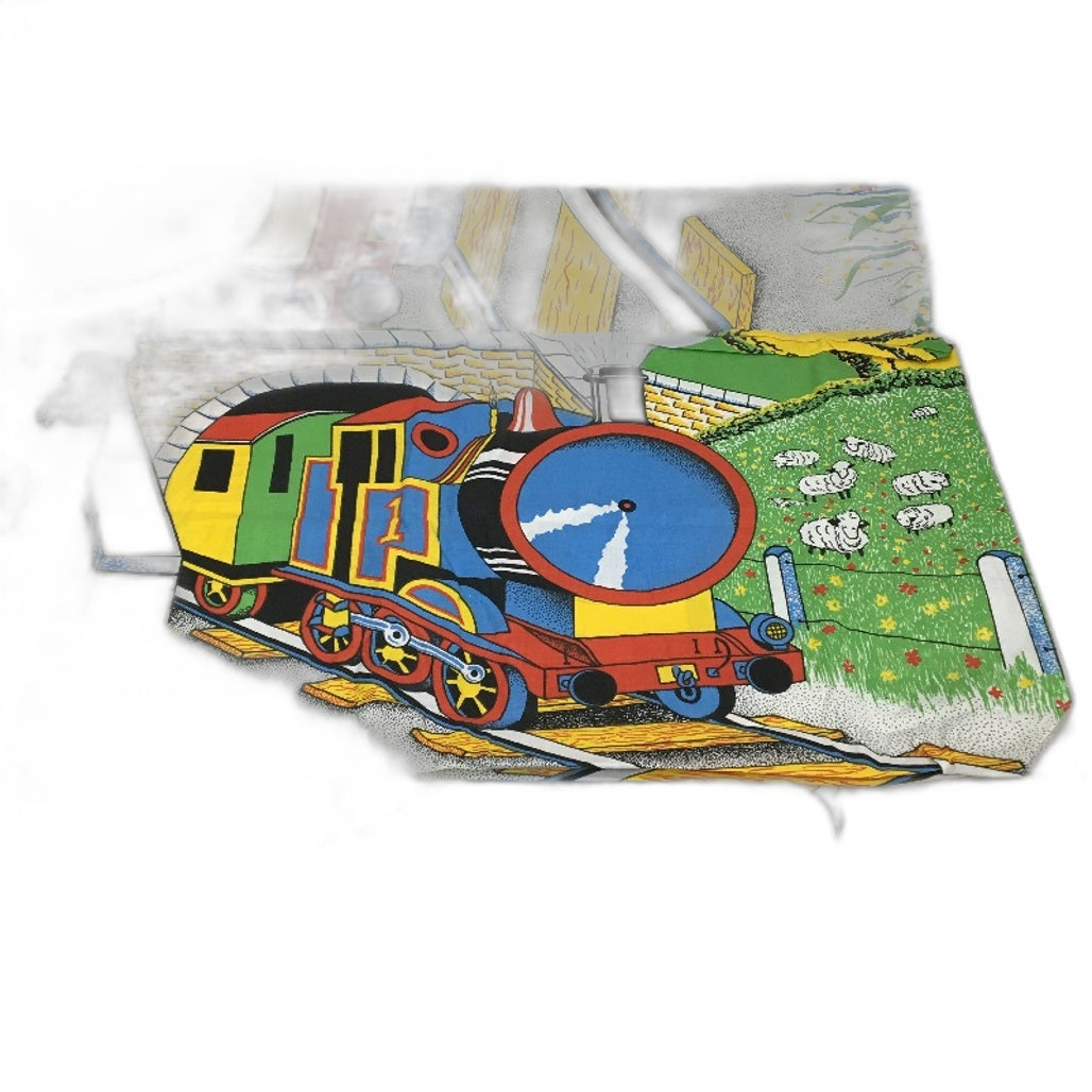 Train in a Field Quilt Cover Set Single Bed for Kids with Pillowcase NEW