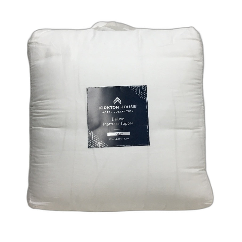 Kirkton House Deluxe 375TC Plush Fitted Skirt Mattress Topper QUEEN NEW