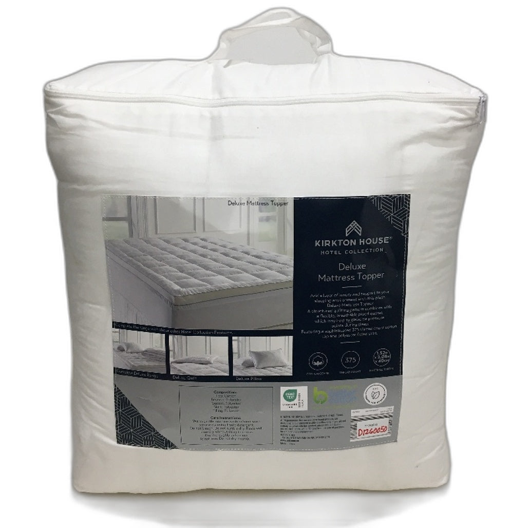 Kirkton House Deluxe 375TC Plush Fitted Skirt Mattress Topper QUEEN NEW
