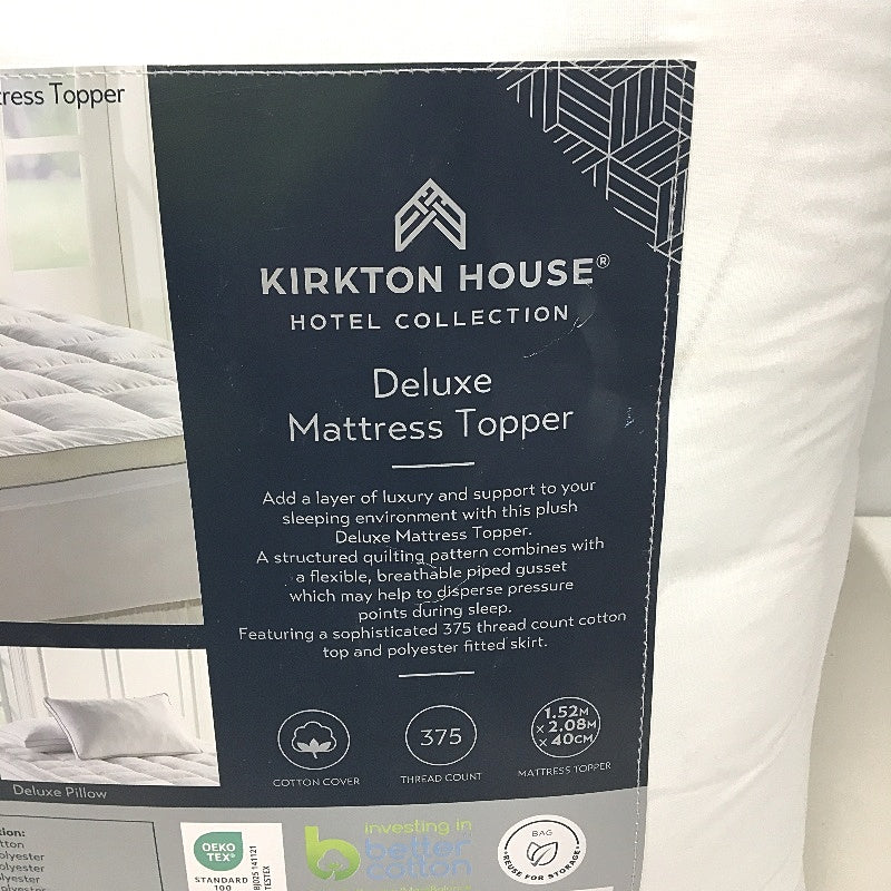 Kirkton House Deluxe 375TC Plush Fitted Skirt Mattress Topper QUEEN NEW