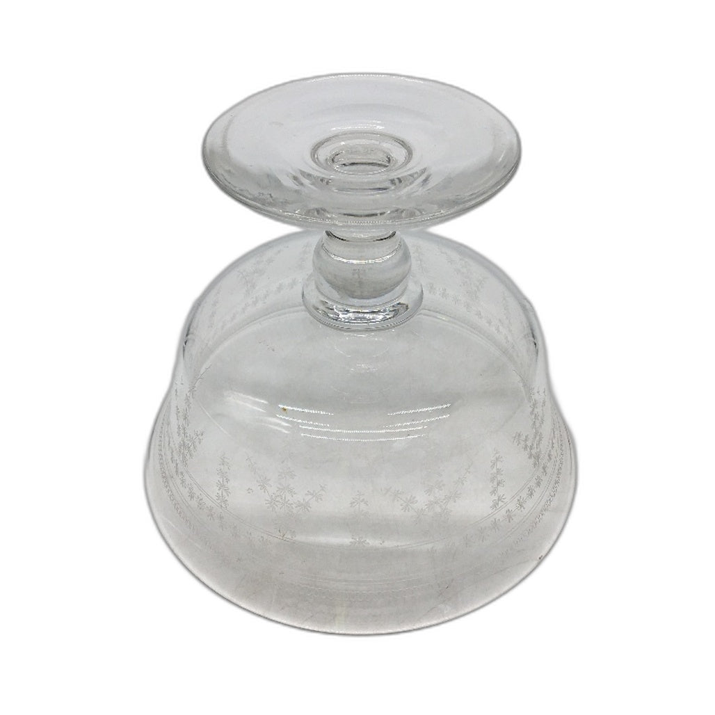 VINTAGE Stuart England Crystal Fine Etched Footed Glass Comport Bowl 20 x 16cm