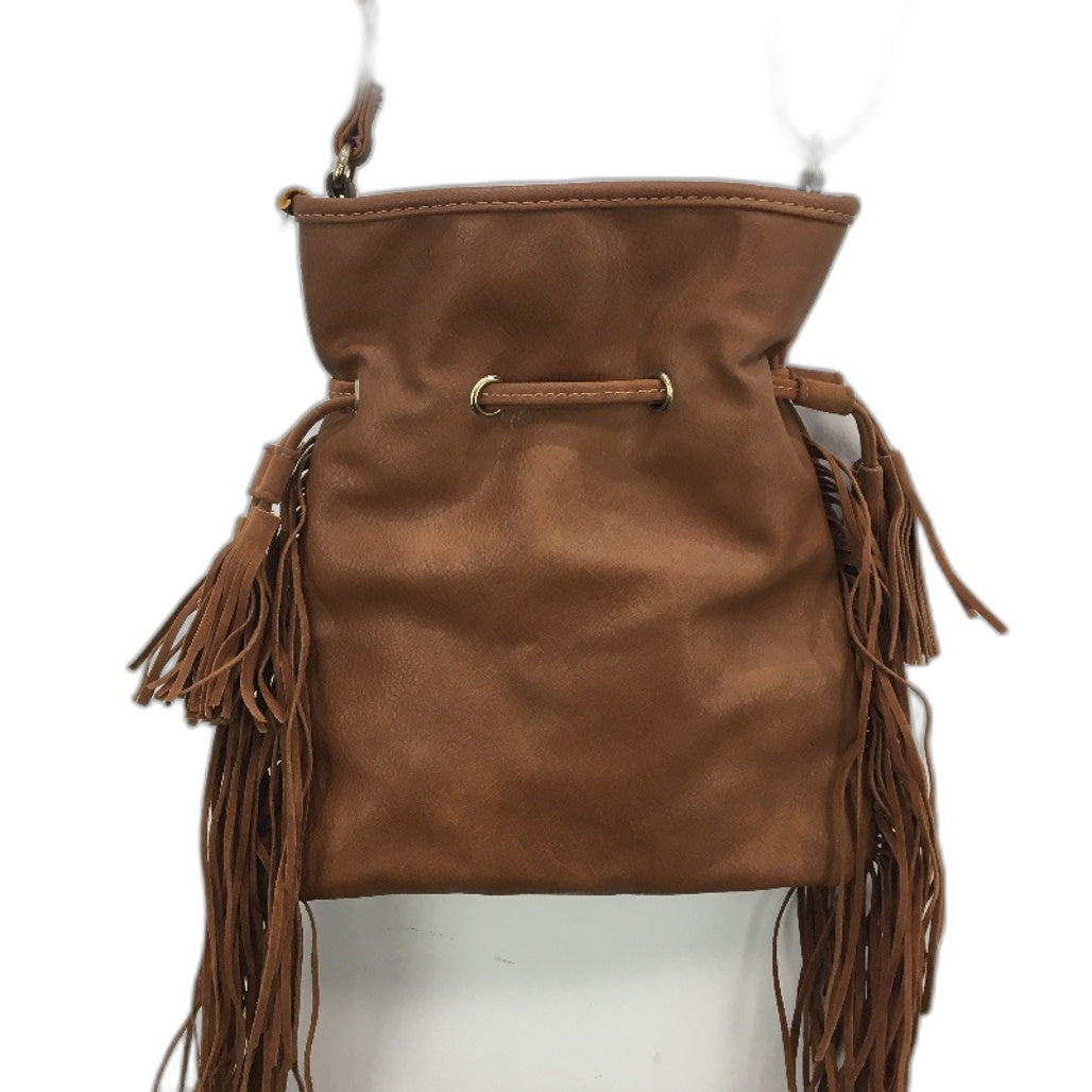 Soft Faux Leather Fringe Tassel Brown Pouch Bag with Adjustable Strap NEW