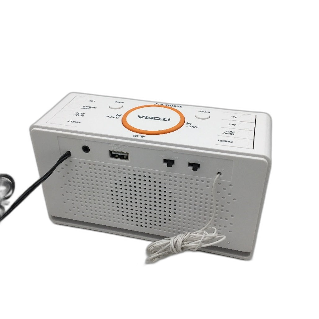 iTOMA 728 Dual Radio and Alarm Clock with LCD Display in White DEMO