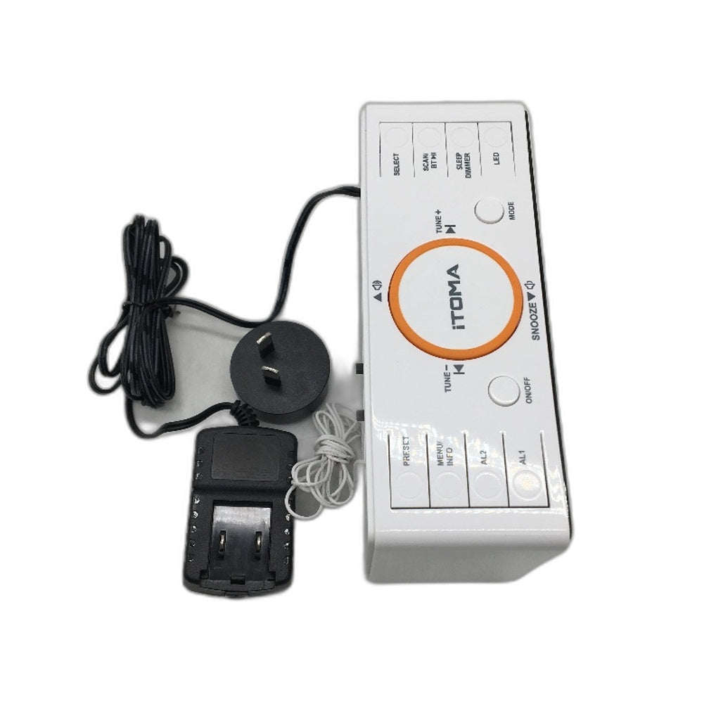 iTOMA 728 Dual Radio and Alarm Clock with LCD Display in White DEMO