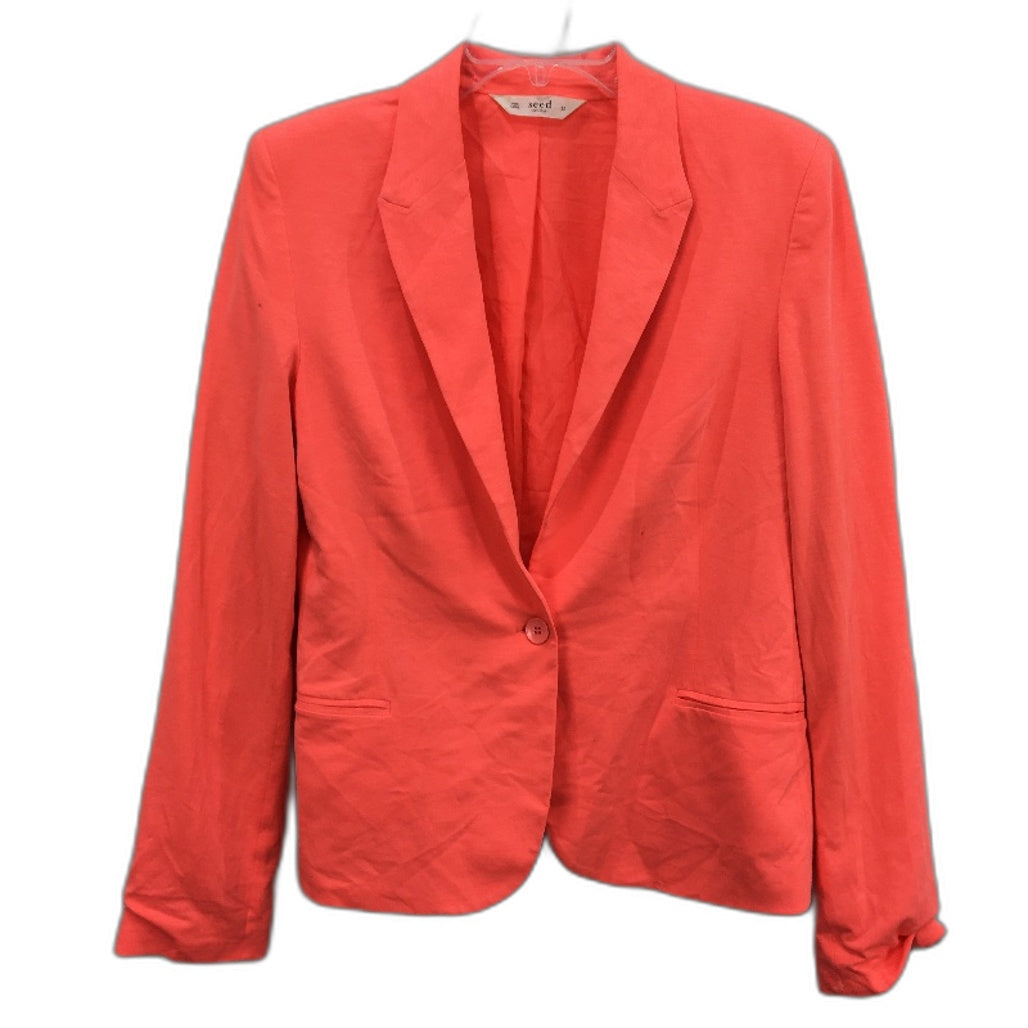 Seed Neon Orange Soft Jersey Blazer Style Fully Lined Jacket Ladies Size 10