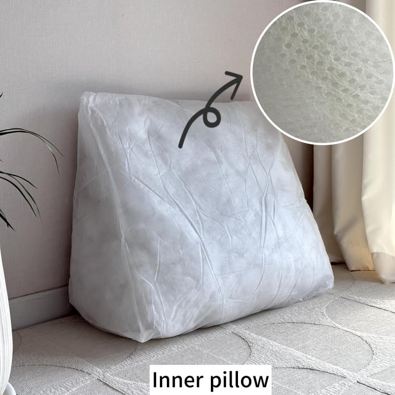 Houkaho Reading Back Rest Pillow Bolster Wedge Cushion Faux Fur Beige Cover NEW