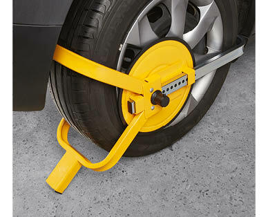 Auto XS Yellow Key Lockable Quick Install Powder Coated Metal Wheel Clamp NEW