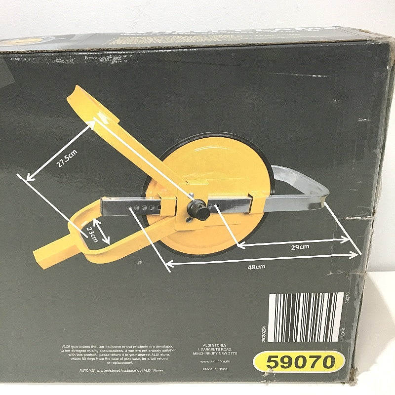 Auto XS Yellow Key Lockable Quick Install Powder Coated Metal Wheel Clamp NEW