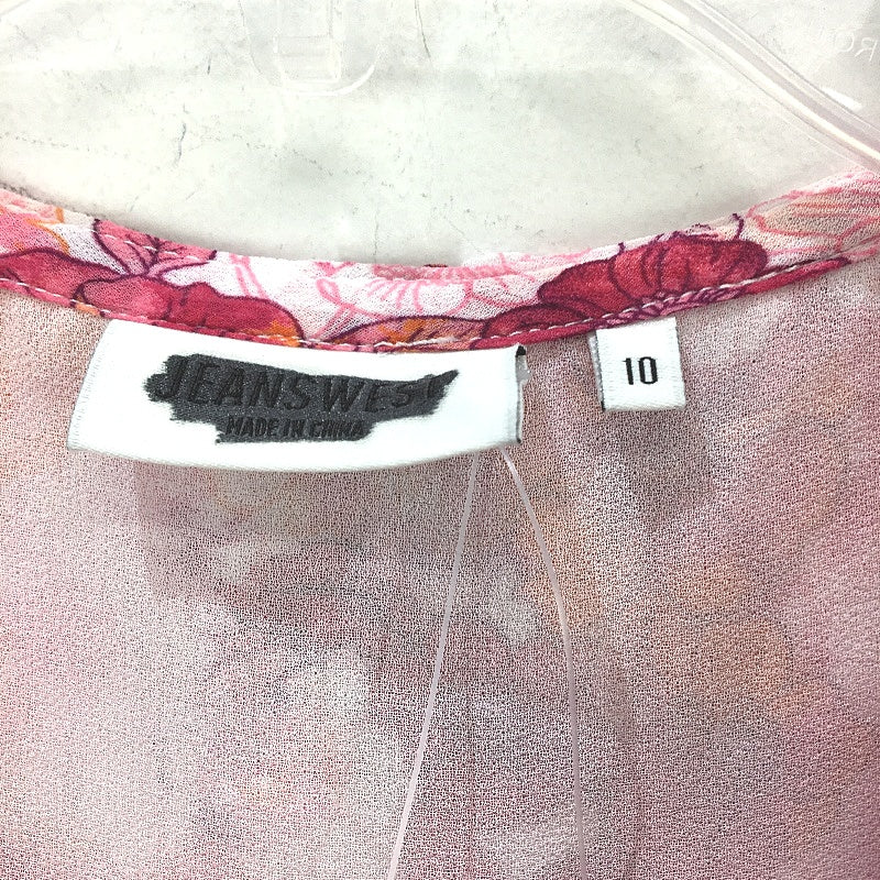 Jeanswest Summer Blossum Pink Orange Flowy Short Sleeve Top Ladies Size 10 NEW