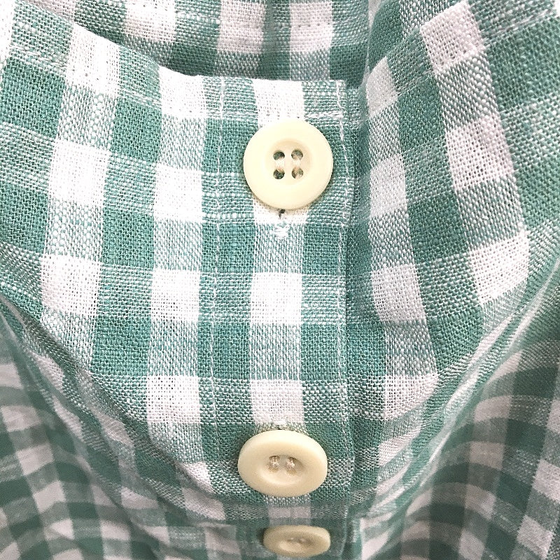 Jeanswest Green Ginham Check Linen Blend S/Sleeve Cropped Top Ladies Size 10 NEW