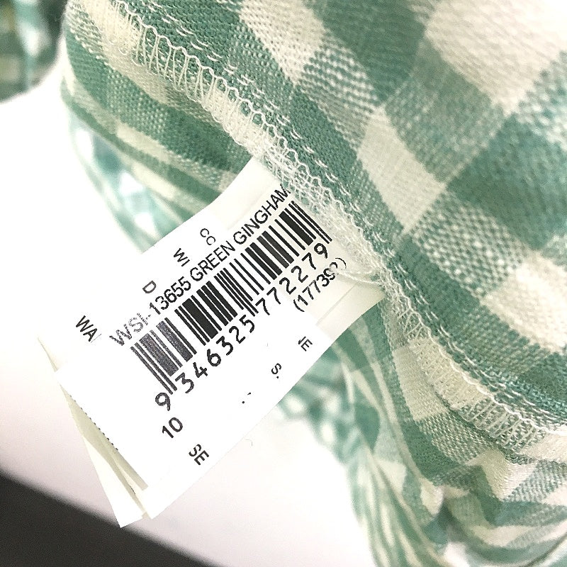 Jeanswest Green Ginham Check Linen Blend S/Sleeve Cropped Top Ladies Size 10 NEW
