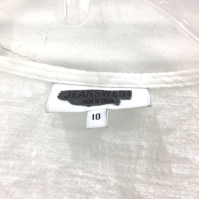 Jeanswest White 100% Cotton 3/4 Sleeve Tie Up Neck Top Ladies Size 10 NEW