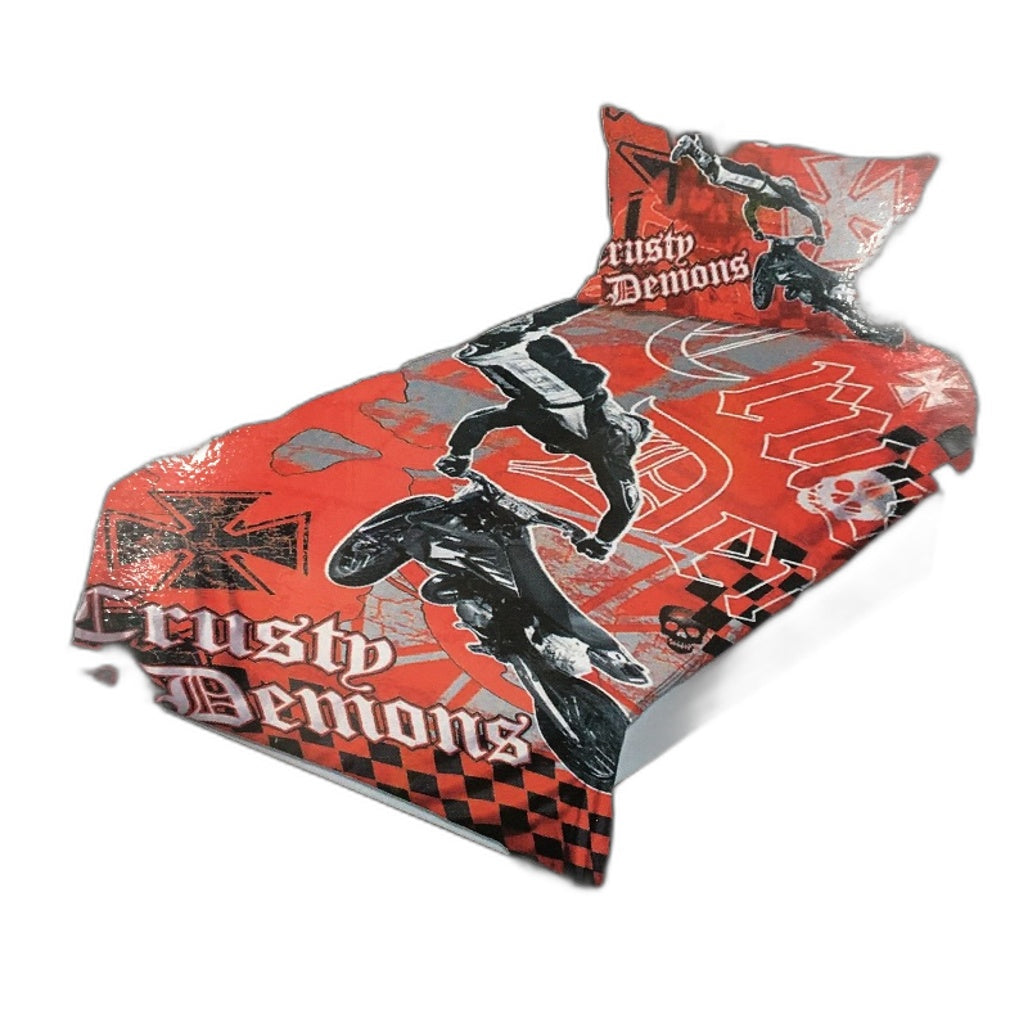 Caprice Crusty Demons Motorbike Quilt Cover Set with 2 Pillowcases QUEEN NEW