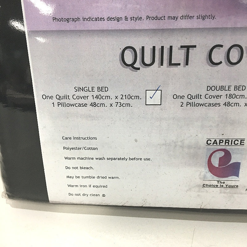 Caprice Stitchline Black and White Quilt Cover Set with 2 Pillowcases SINGLE NEW