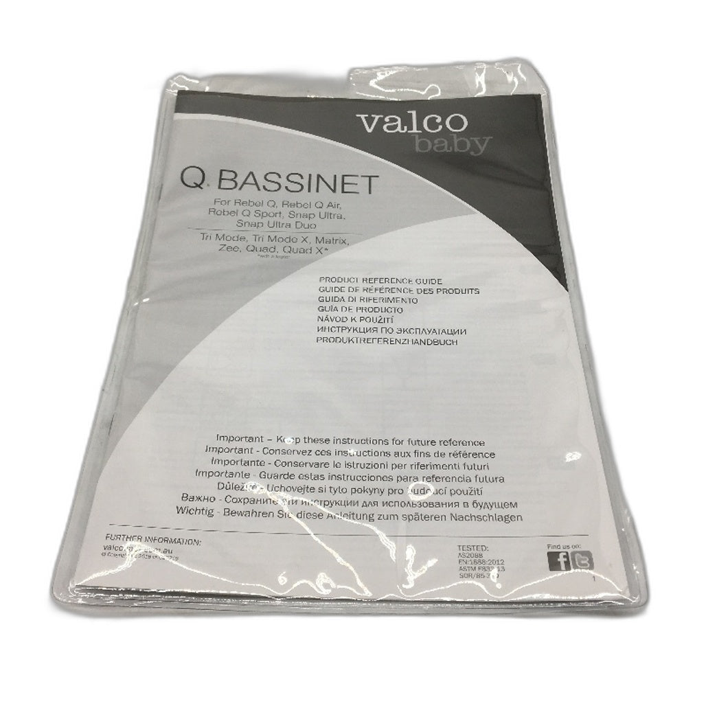 Valco Baby Q Bassinet for Rebel Q Series Pram in Midnight Black NEW