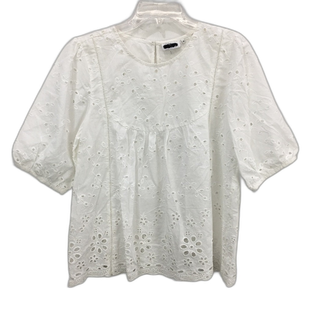 Jeanswest White 100% Cotton Short Sleeve Eyelet Embroidery Top Ladies Sz 10 NEW